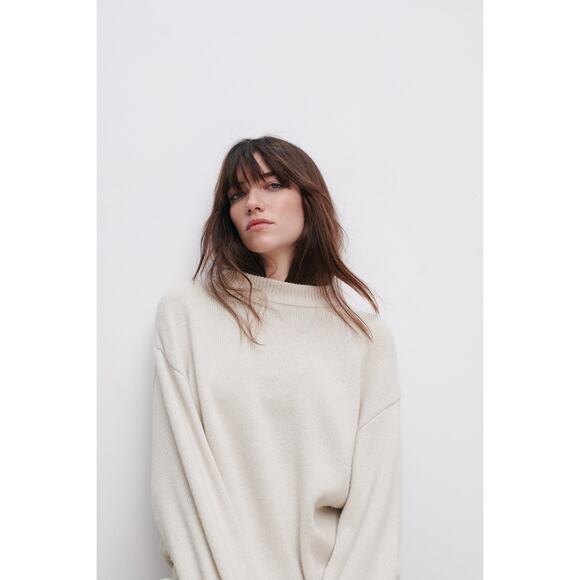 Zara Oversized Neutral Sweater Top - Picture 3 of 6